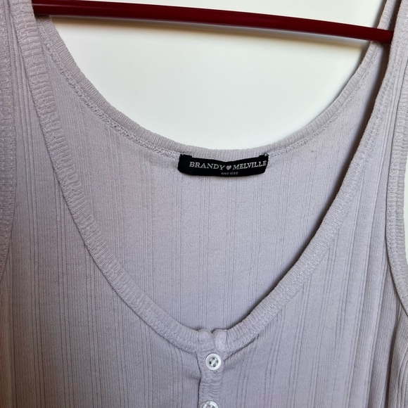 Brandy Melville Lilac Ribbed Henley Tank Top - Picture 2 of 6